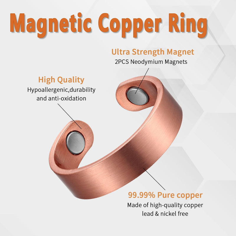 [Australia] - MagEnergy 2PCS Copper Ring for Women,Pure Copper Magnetic Rings,Adjustable Thumb Fingers Ring with Jewelry Gift Box Copper+rose Gold 