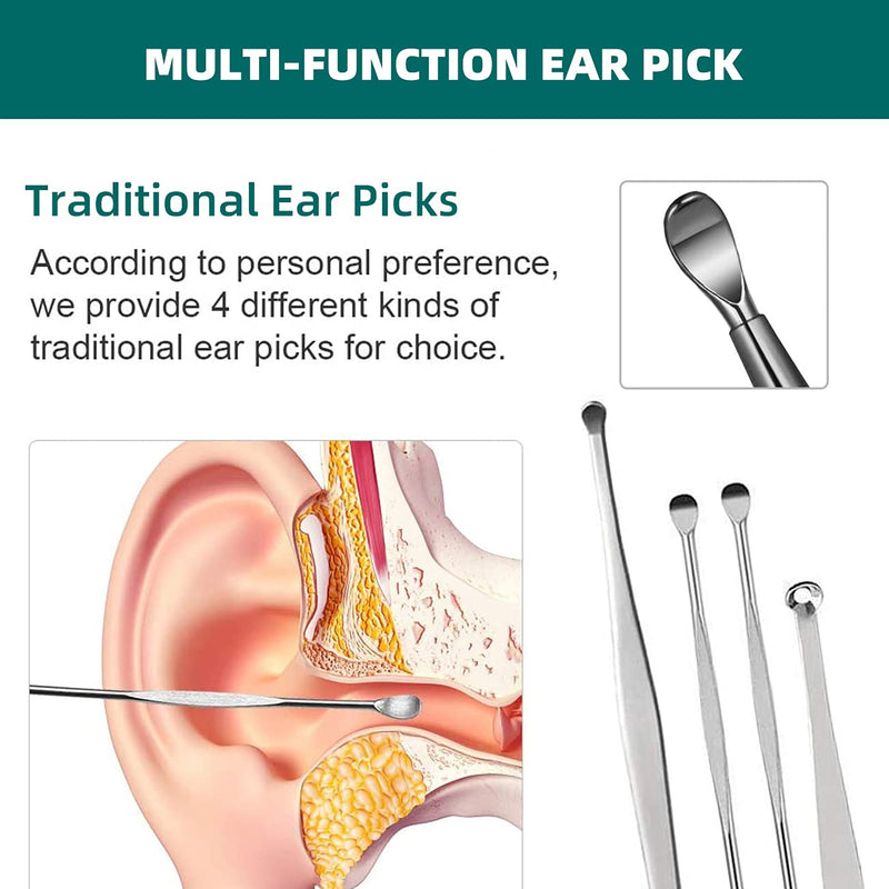 [Australia] - HOTX Ear Wax Removal Kit, Ear Cleansing, Cleaning Brush and Storage Box, One-Piece Ear Picker Design for Adults and Kids (Silvery 6Pcs) Silvery 