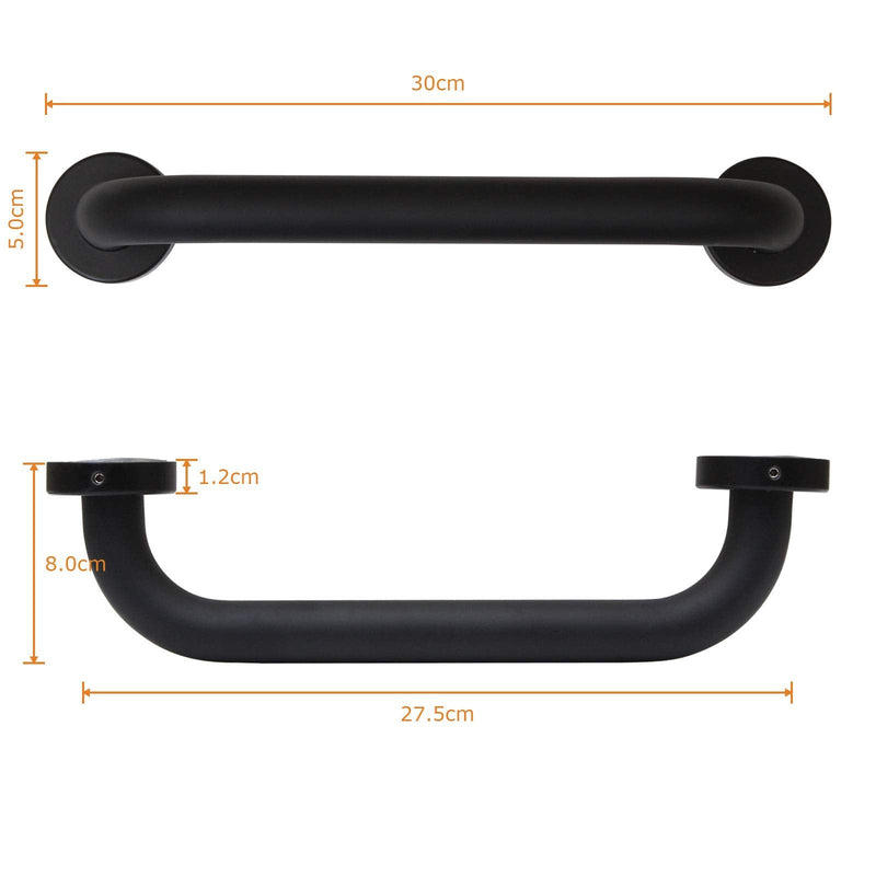 [Australia] - SENENQU 2 Pack Shower Grab Bar, 12inch Space Aluminum Bathroom Grab Rail Safety Handrail Support - Black 
