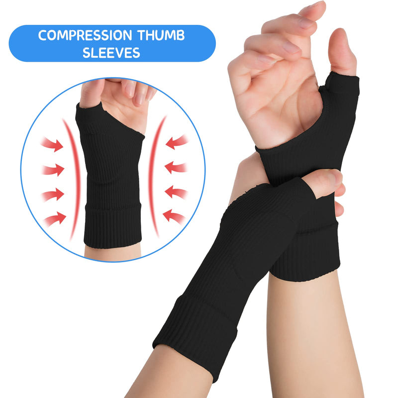 [Australia] - Thumb Arthritis Compression Gloves(2 PAIRS) ,comfortable Compression Glove with Soft Gel Pads, Lightweight wrist Support Braces ,Pain relief , Carpal Tunnel (Black) Black 