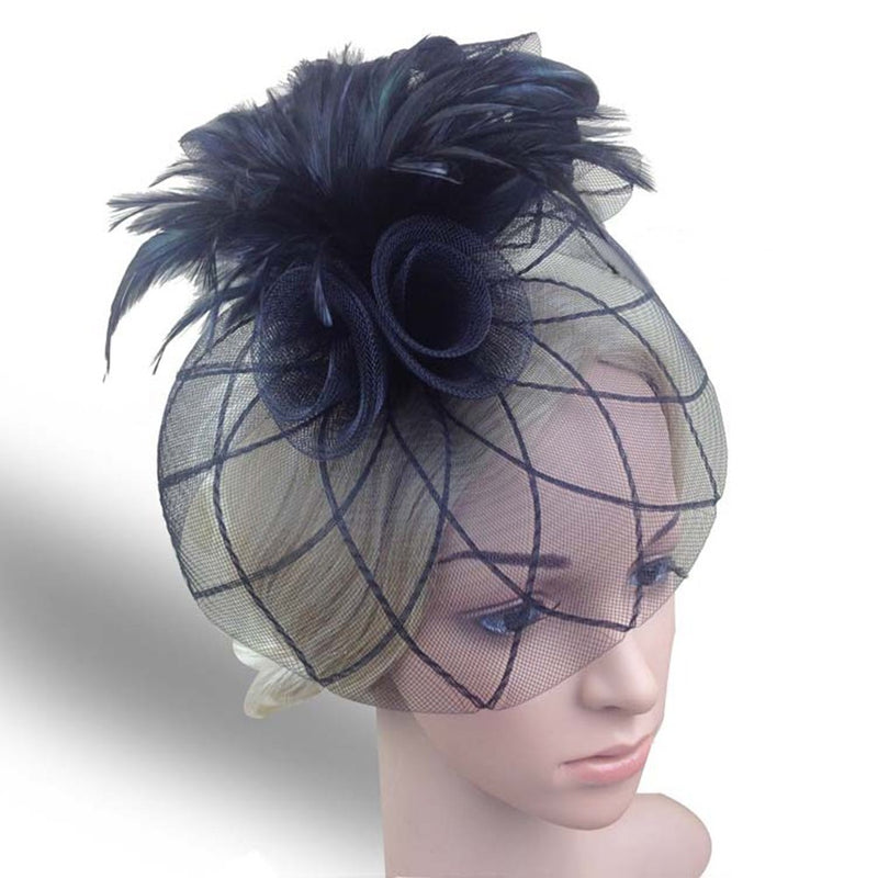 [Australia] - Vivivalue Women Veil Net Fascinator Flower Hats Fascinator Felt Mesh Feather Hair Clip 4 