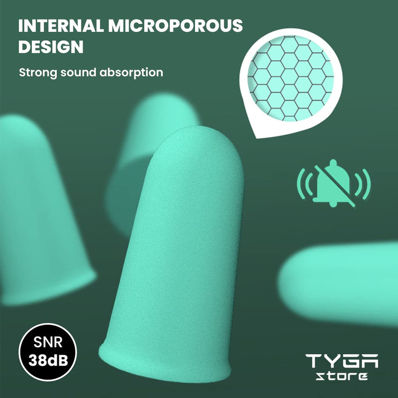 [Australia] - TYGA Store Soft Foam Ear Plugs 30 Pairs - 38dB SNR Noise Cancelling - Best for Sleeping, Travel, Concerts, Studying, Work, Loud Noise, Snoring - Mint Green 