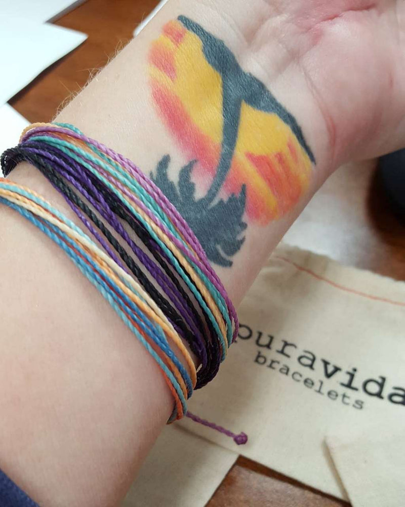 [Australia] - Pura Vida Jewelry Bracelets Bright Bracelet - 100% Waterproof and Handmade w/Coated Charm, Adjustable Band Citrus Surfline 