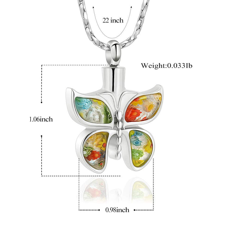 [Australia] - Imrsanl Cremation Jewelry Butterfly Urn Necklace for Beloved's Ashes Keepsake Memorial Jewelry for Pet's Ashes Pendant Silver 