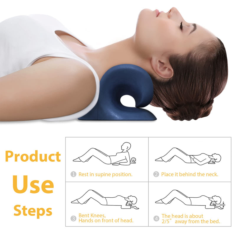 [Australia] - Neck Stretcher,Neck Cloud,Neck Cloud - Cervical Traction Device,Neck Pain Relief,Neck Traction,Neck Flexi,Neck Pain Relief Pillow - Dark Blue 