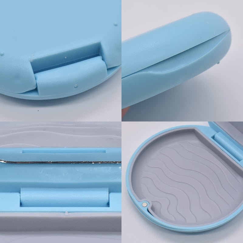 [Australia] - Denture & Teeth Mouth Tray Retainer Box Sets Partial Denture Box with 2Pcs Aligner Removal Tool and 9Pcs Invisible Chewer (Blue) Blue 