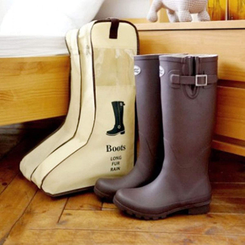 [Australia] - Portable Tall Boots Storage Bags|2 Packs Dust-proof Tall Boot Carry Bag for Travel and Daily Use Beige 