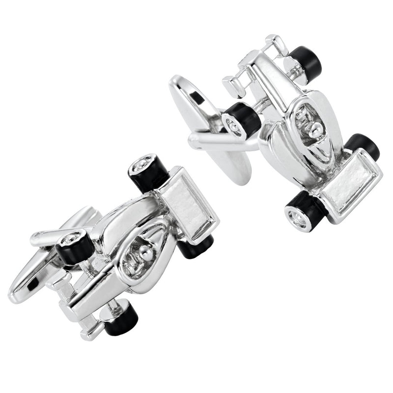 [Australia] - Urban Jewelry Formula One F1 Race Car Style Mens Stainless Steel Cufflinks (Black, Silver) 