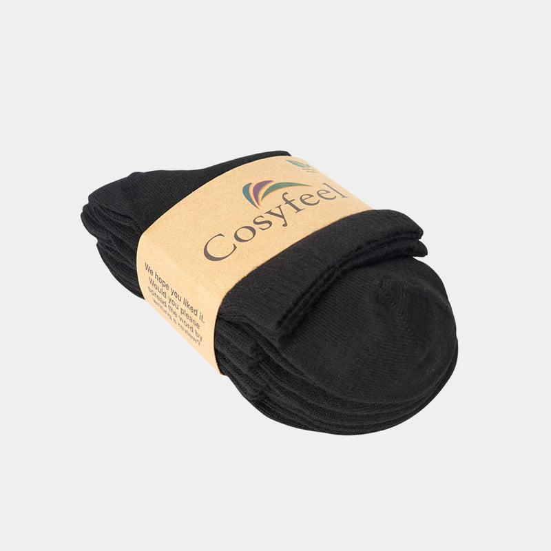 [Australia] - Cosyfeel Diabetic Socks Women Loose Diabetic Ankle Socks Bamboo Socks for Women's, 4 Pairs Diabetics Neuropathy Socks Black Large 