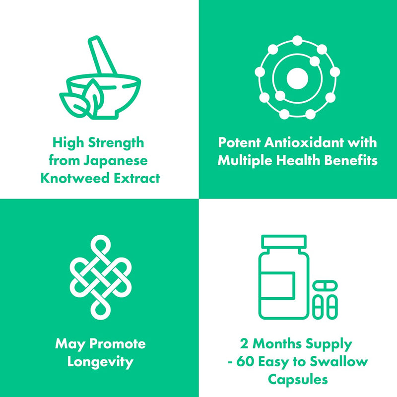 [Australia] - High Strength Trans-Resveratrol by LLS | 500mg x 60 Capsules / 60 Servings | from Japanese Knotweed Root Extract | Pure Fill (Nothing Else Added) | Love Life Supplements 