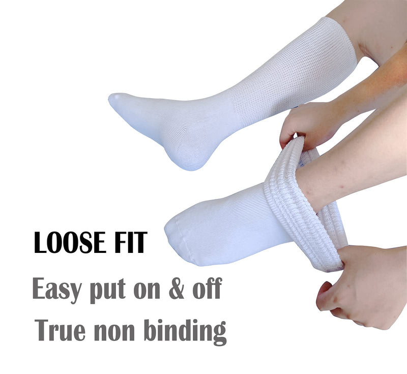 [Australia] - Extra Wide Socks for Lymphedema Swollen Feet Leg, Bariatric Socks, Medical Cast Sock, Diabetic Non Binding Socks – Neuropathy Swelling Feet Socks for Women Men(2 Pairs(White)) 