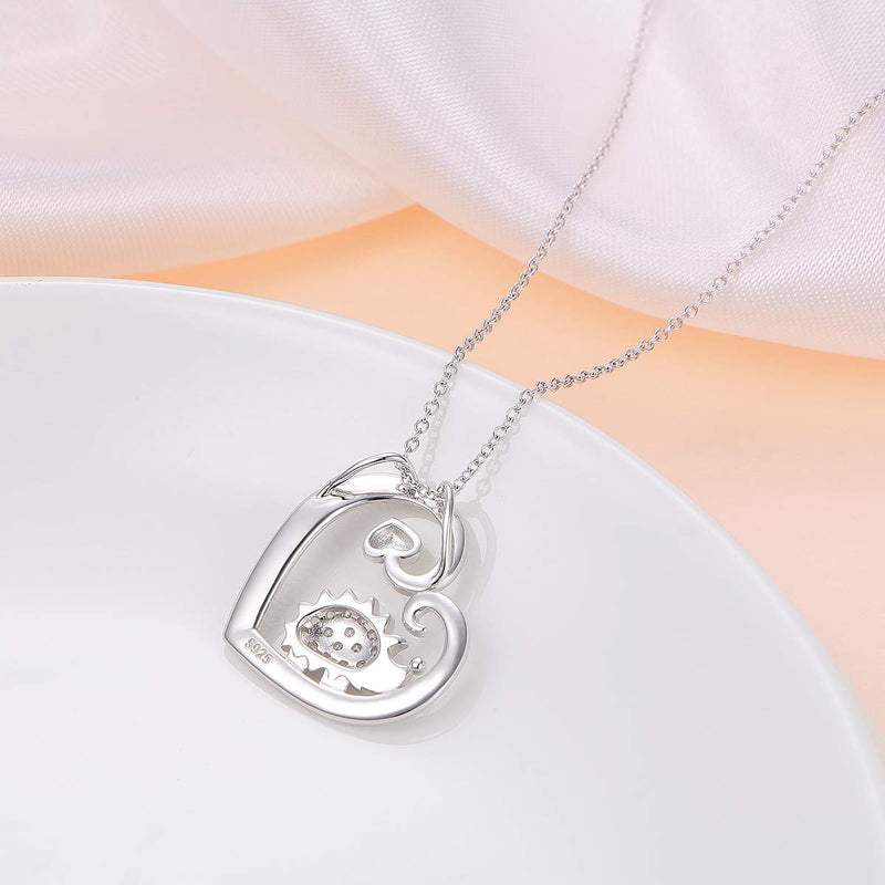 [Australia] - 925 Sterling Silver Cute Animal I Love You Forever CZ Hedgehog Pendant Necklace Gift for Women Girls,18 inch Engraved I Love You Forever 