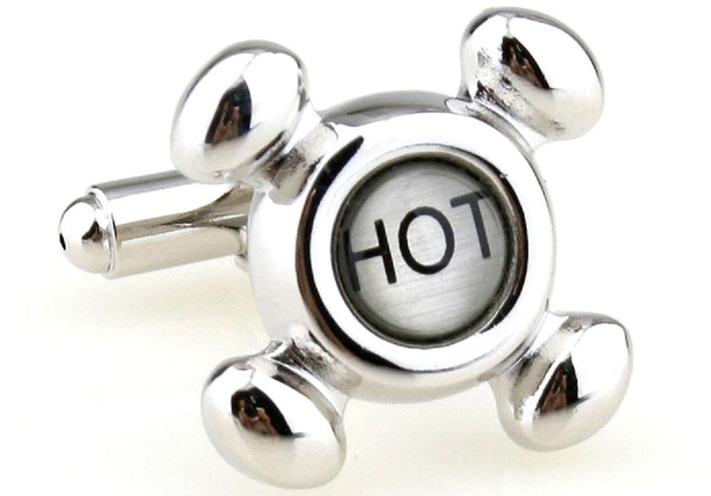 [Australia] - MRCUFF Faucet Hot Cold Plumber Pair Cufflinks in a Presentation Gift Box & Polishing Cloth 