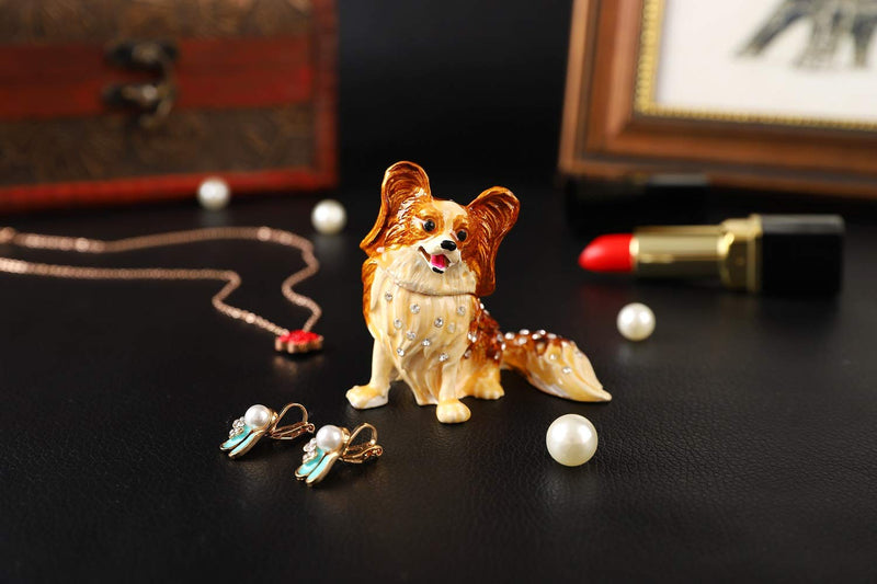 [Australia] - QIFU-Hand Painted Enameled Dog Style Decorative Hinged Jewelry Trinket Box Unique Gift for Home Decor 