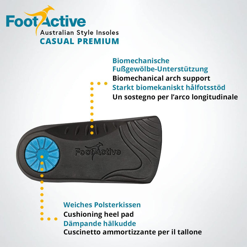 [Australia] - FootActive CASUAL - 3/4 Length insole for heel pain, heelspurs, plantar fasciitis, knee and back pain 7/8.5 UK 