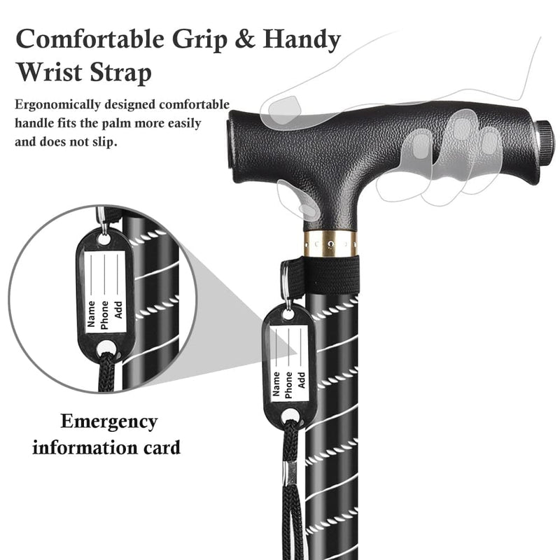 [Australia] - OOCOME LED Light Aluminium Walking Stick With Rubber Ferrule Adjustable Walking Cane for Men Women Arthritis Seniors Disabled and Elderly 