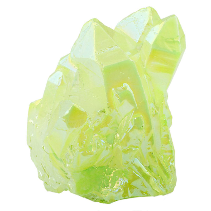 [Australia] - Shanxing Fluorescent Green Titanium Coated Crystal Cluster Specimen,Healing Reiki Energy Natural Gemstone Figurine Home Decor 1"-2" 