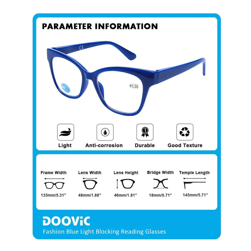 [Australia] - DOOViC 4-Pack Reading Glasses Blue Light Blocking Computer Readers Anti Eyestrain New Classic Style Spring Hinge Glasses for Women 2.75 Strength 4 Colors 2.75 x 