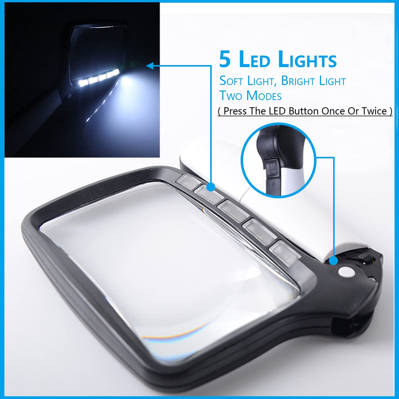 [Australia] - Folded Magnifying Glass with Light, 3X Handheld Large Magnifying Glass LED Lighted Magnifier for Seniors Reading, Soldering, Inspection,Jewelry, Exploring (Folding Handle) Folding Handle 
