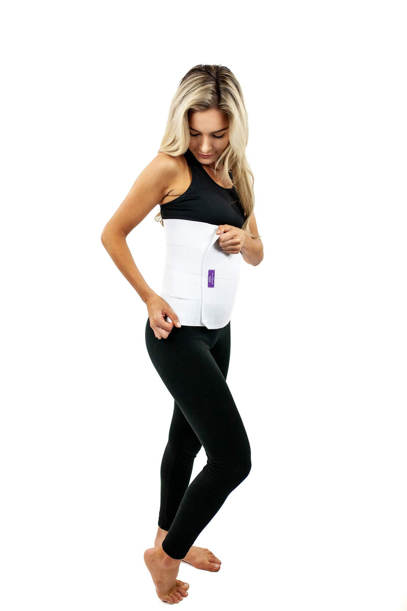 [Australia] - Abdominal Binder Post Surgery Compression Wrap - Torso Liposuction, Mommy Makeover, and Tummy Tuck Compression Garment - White 12in Postpartum Belt and C-Section Recovery Belly Band (S13-12) Large Large (Pack of 1) 
