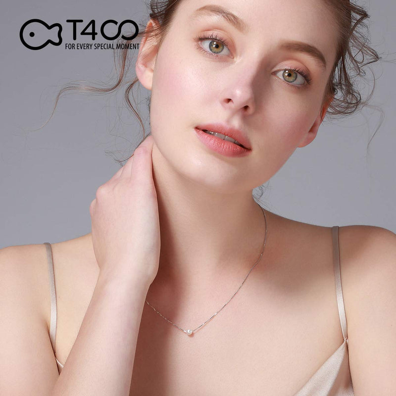 [Australia] - T400 925 Sterling Silver Freshwater Pearl Pendant Necklace and Drop Stud Earrings Christmas Gift for Women Girls Purity Style - Necklace 