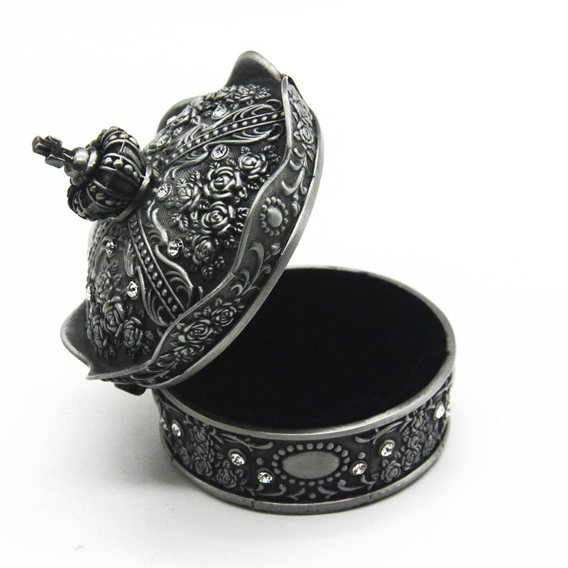 [Australia] - AVESON Creative Vintage Metal Alloy Crown Design Jewelry Box Ring Trinket Case Christmas Birthday Gift, Large 
