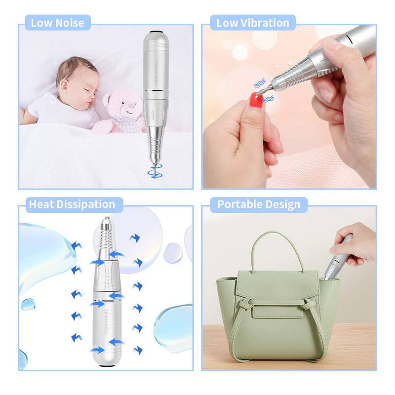 [Australia] - Portable Electric Nail Drill Machine Professional 35000 RPM Manicure Pedicure Polishing Nail File Drill Kit Set with Sanding Bands for Acrylic Gel Nails 