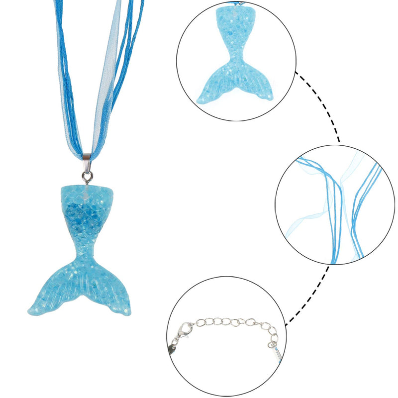 [Australia] - 21 Pieces Mermaid Fishtail Necklace Fishtail Pendant Necklace for Girls Mermaid Party Supplies 