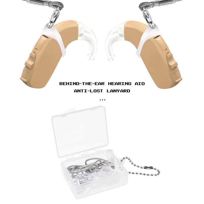 [Australia] - Hearing Aid Clip Anti-Lost Lanyard Safety Retainer for Adults and Kids with 3 Assorted Sizes Silicone Loops & 1PCS Plastic Storage Box Grey 