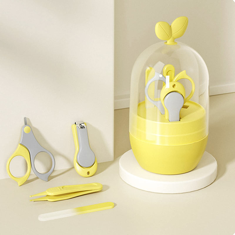 [Australia] - Baby Nail Clipper Kit, 4-in-1 Baby Nail Care Set with Cute Case, Baby Nail Clippers Scissor, Nail File & Tweezer for Newborn Infant Toddler Kids Toes and Fingernails (Yellow) Yellow 