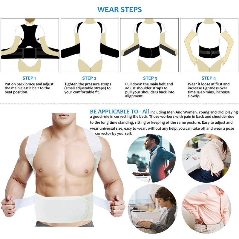 [Australia] - Thoracic Back Brace Posture Corrector - Magnetic Support for Neck Shoulder Upper and Lower Back Pain Relief - Perfect Posture Brace for Cervical Lumbar Spine - Fully Adjustable Belt (Beige, X-Large) Beige X-Large (Pack of 1) 