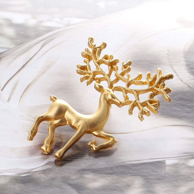 [Australia] - TseanYi Fashion Animal Alloy Brooch Pin Christmas Elk Vintage Frosted Breastpin Gold Clothes Pin Jewelry Gifts for Men and Women 