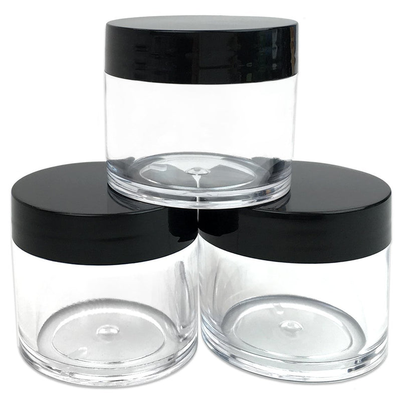 [Australia] - Beauticom 6 Piece 1 oz. USA Acrylic Round Clear Jars with Flat Top Lids for Creams, Lotions, Make Up, Cosmetics, Samples, Herbs, Ointments (6 Pieces Jars + Lids, BLACK) 6 Pieces Jars + Lids 