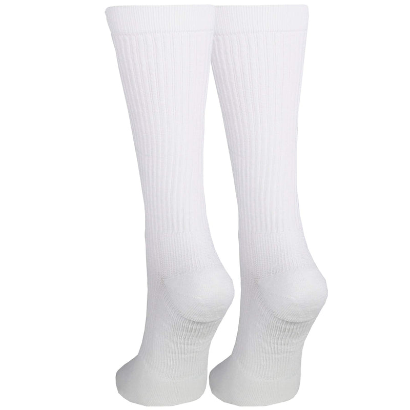 [Australia] - NuVein 15-20 mmHg Medical Compression Socks, Mid Calf Crew Length, Padded Cushion Foot, White, Large Large (1 Pair) 
