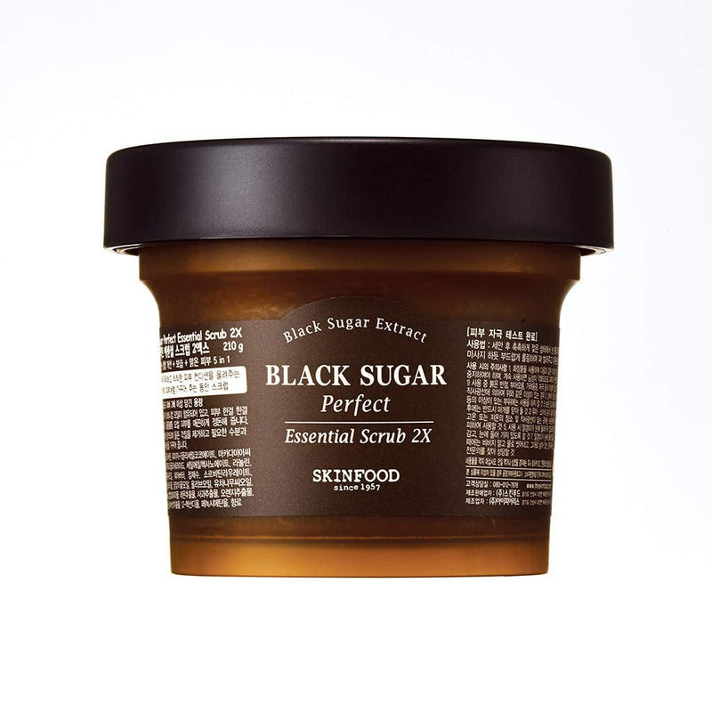 [Australia] - SKINFOOD Black Sugar Perfect Essential Scrub 210g - Facial Exfoliating Massage Scrub w/o Irritation - Removes Blackheads & Dead Skin Cells - Sugar Scrub Body Exfoliator for Men & Women (7.4 fl.oz.) 