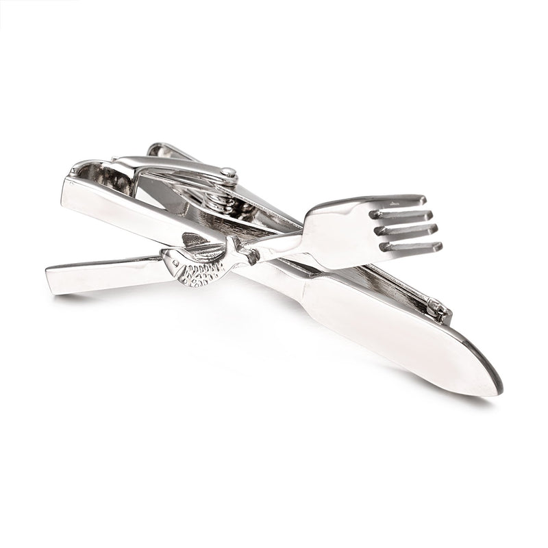 [Australia] - Yoursfs Novelty Tie Clips for Men Skinny Stainless Steel Tie Clips Pins Gift Keep Your Tie in Place Knife and Fork Tie Clips 