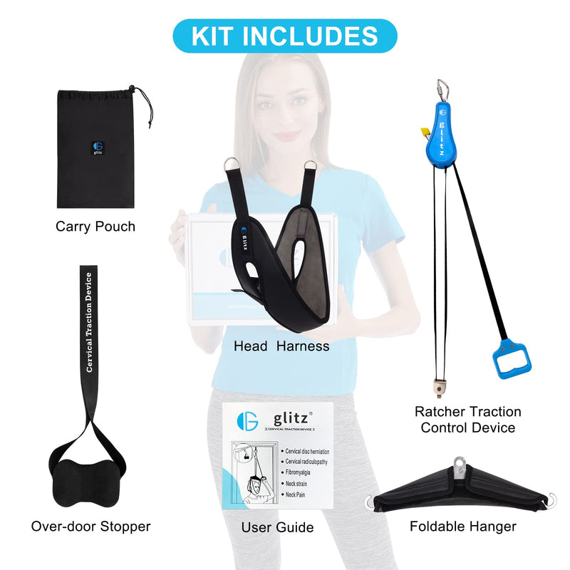 [Australia] - Cervical Neck Traction Device for Home Use, Portable Neck Stretcher Hammock Over Door for Neck Pain Relief, Neck Sling for Spine Decompression 