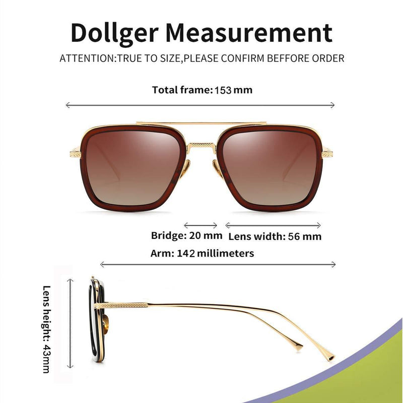 [Australia] - Retro Sunglasses Tony Stark Glasses Vintage Square Eyewear Metal Frame for Men Women Iron Man Sunglasses Gold Frame/Gradient Brown Lens 