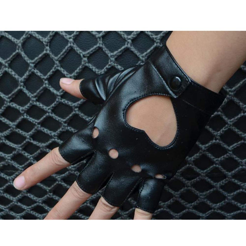 [Australia] - GOOTRADES Punk Fingerless Dance Glove For Women, Jazz Style Glove, PU Leather Black 