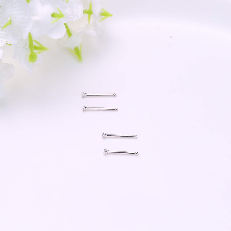 [Australia] - Sllaiss 4Pcs Sterling Silver Nose Rings Studs for Women Men Inlaid 1.5mm 2mm Austrian CZ Silver 20G Cartilage Piercing 925 Nose Piercing 1.5 Millimeters 