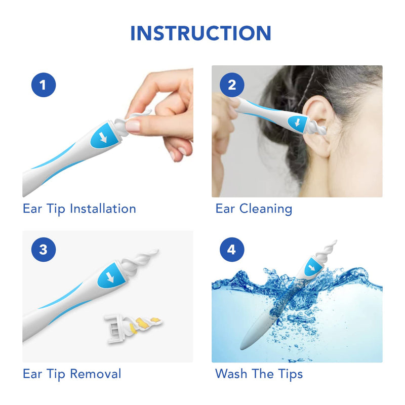 [Australia] - Q Grips Earwax Remover, Soft and Flexible Earwax Remover Tool, Spiral Ear Wax Kit with 16 Pcs Replacement Heads Suitable for Adult & Kids 