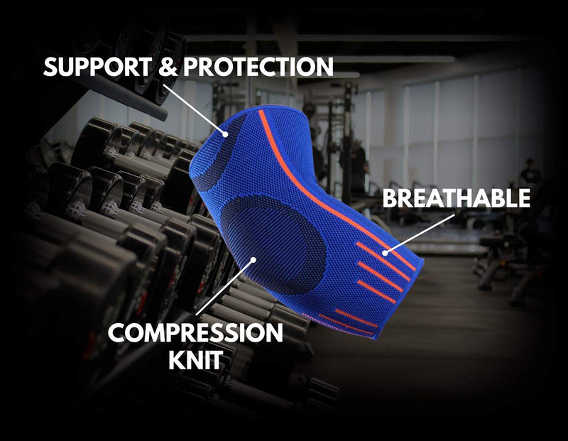 [Australia] - VITTO Elbow Support - Elbow Brace - Compression Arm Sleeve for Tendonitis - Arthritis - Best for Tennis Elbow - Golfers Elbow - Weightlifting (Blue, X-Large) XL (Pack of 1) Blue 
