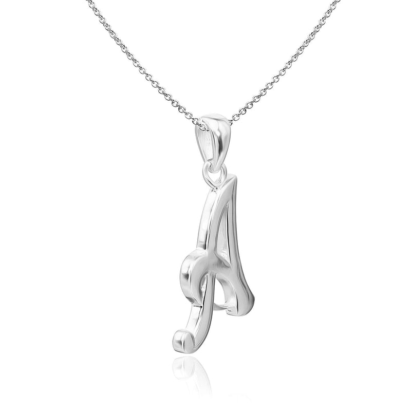 [Australia] - Sea of Ice Sterling Silver Initial Alphabet Letters Pendant Necklace from A-Z, 18 inch Letter - A sterling-silver 