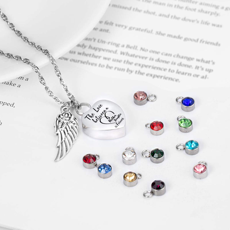 [Australia] - Glimkis The love between a Mother and Daughter is forever Cremation Memorial Ashes Pendant urn necklace Cremation Jewelry Mother & Daughter+12pc Birthstones 