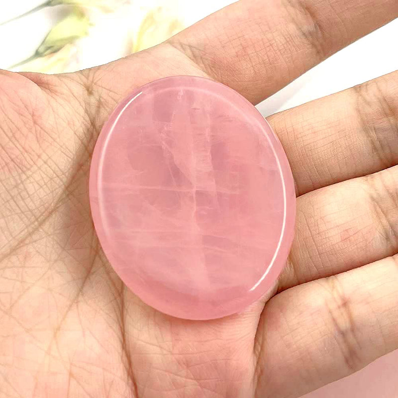 [Australia] - Ouubuuy Rose Quartz Thumb Worry Stone Healing Crystal Gemstone Pocket Palm Stone - Anxiety Stress Relieve 