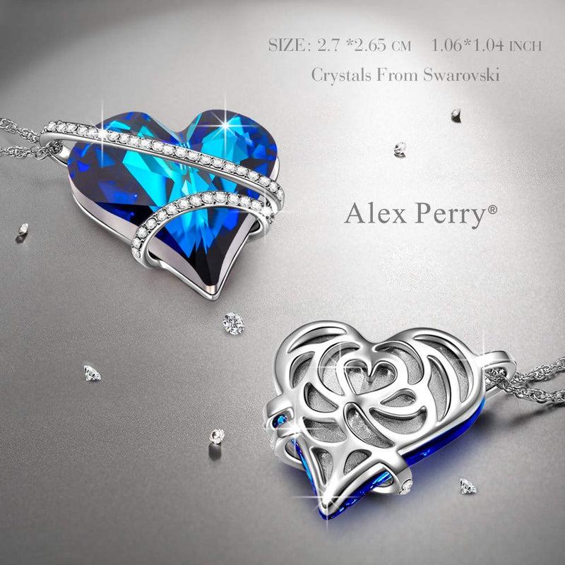 [Australia] - Alex Perry Mother's Day Jewelry Gifts for Mom, Necklace for Women, ✦Sweet Heart✦ Pendant Necklace, with Blue Crystals from Swarovski Gifts for Women, Jewelry Gifts Box Packing 