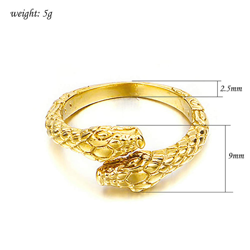 [Australia] - yfstyle Vintage Snake Ring for Men Women Stainless Steel Punk Rings Retro Gothic Double Snake Head Loop Fashion Animal Statement Ring Cool Snake Rings Gold/Silver 7 