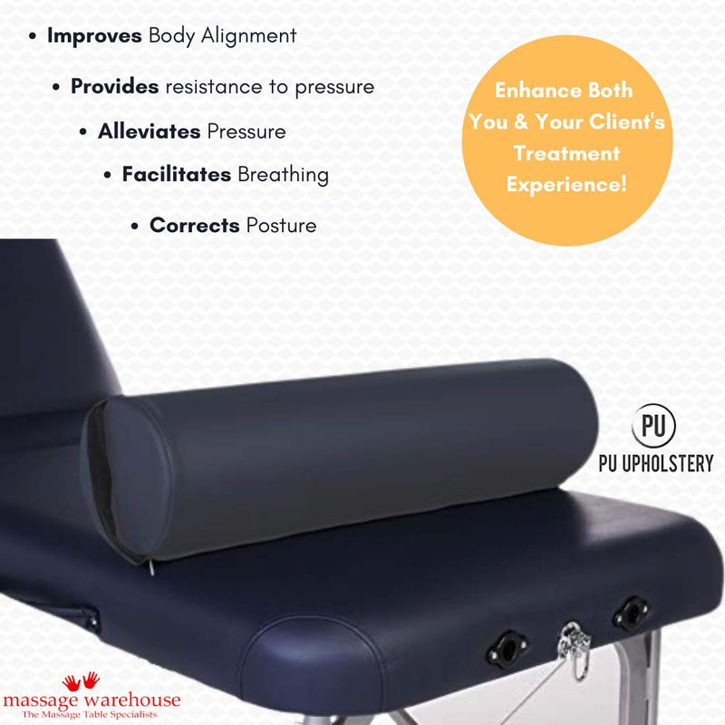 [Australia] - Skin-Touch® Luxurious PU Upholstery Premium Quality Massage Table Bolster Support Cushions - Carry Handle + Selection of Colours/Sizes-Wedge, Knee, Neck, Shoulder, Full/Half Round (Full Round, Black) Full Round 