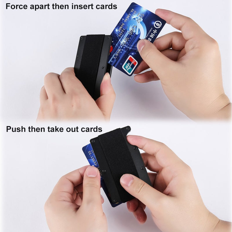 [Australia] - Minimalist Aluminum Wallet, Slim Money Clip Metal Wallet RFID Front Pocket Wallet Black 