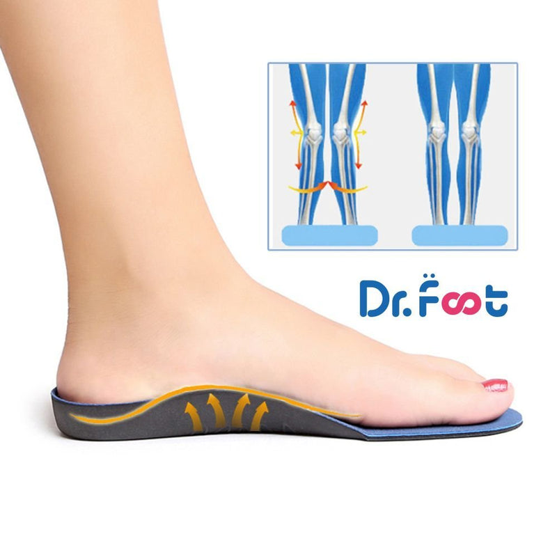 [Australia] - Dr.Foot Full Orthotics Shoe Insoles - Arch Support Inserts Correct Flat Feet, Over-Pronation, Fallen Arch (S - W6.5-8 | M5.5-7) S - Women's 6.5-8 | Men's 5.5-7 Blue&black 
